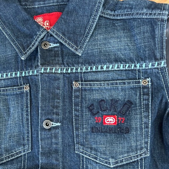 New Jean Jacket boys size 7 Ecko unlimited coat denim foundry - Picture 4 of 6